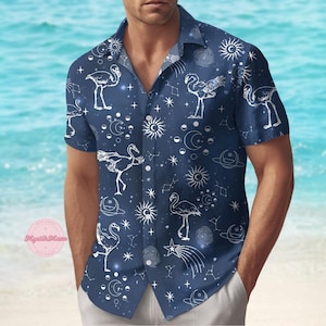 Flamingo Button Shirt, Flamingo Hawaiian Shirt, Tropical Summer Shirt, Cute Animal Shirt, Family Vacation Shirt, Gift For Women And Men