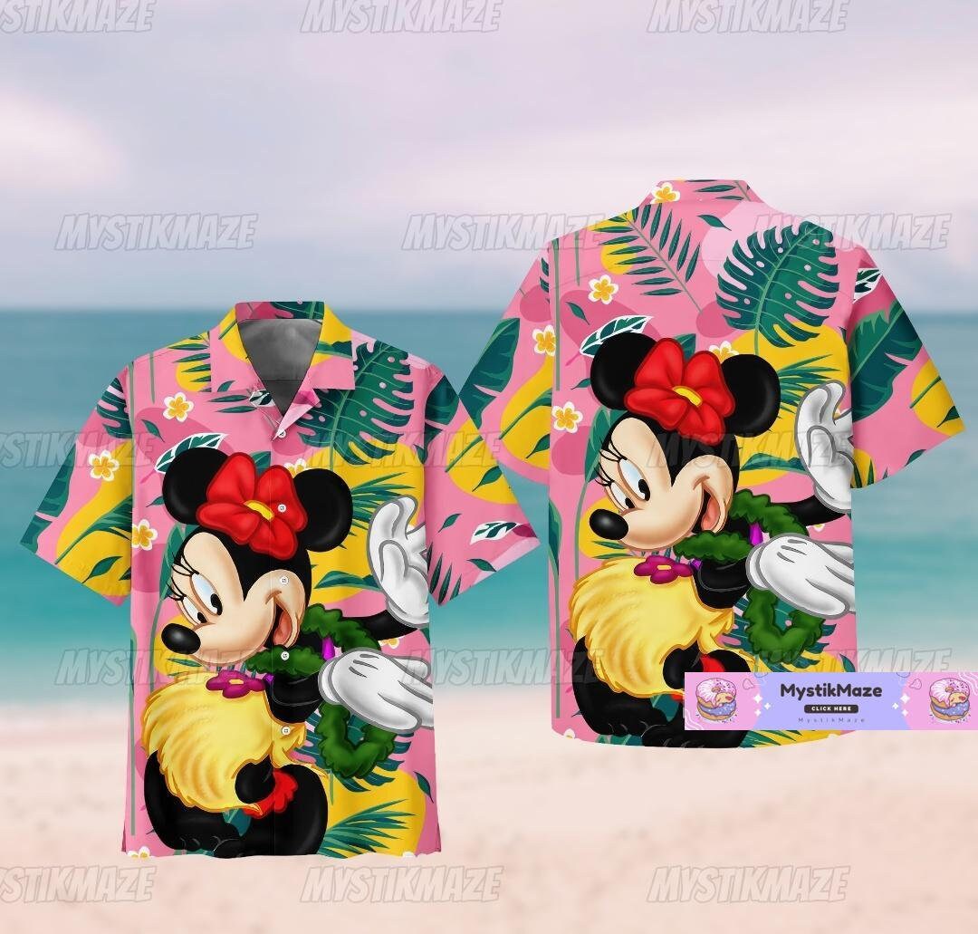 Discover Minnie Mouse Hawaiian Shirt, Mouse Mouse Button Shirt, Gift For Fans