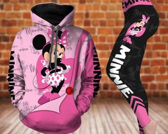 Minnie Hoodie Legging Set, Disney Mouse Shirt, Magic Kingdom 3D Hoodie, Cartoon Movie Costume, Funny Workout Legging, Gift For Her