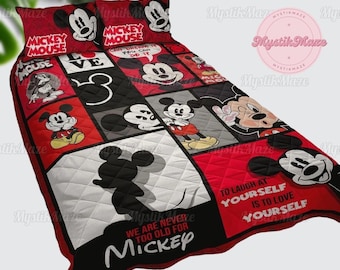 Parure de lit courtepointe Mickey, parure de lit courtepointe Mickey Mouse, courtepointe de lit Mickey Disney, décoration de chambre Magic Kingdom, parure de lit Mickey, Mickey Merch