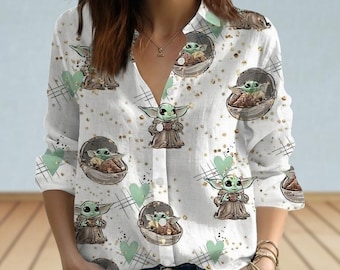 Star Wars Grogu-shirt, schattig Yoda-blouseshirt baby, Mandalorian vrouwenshirt, Disney World-cadeau, Star Wars-shirt, filmtopcadeau voor haar