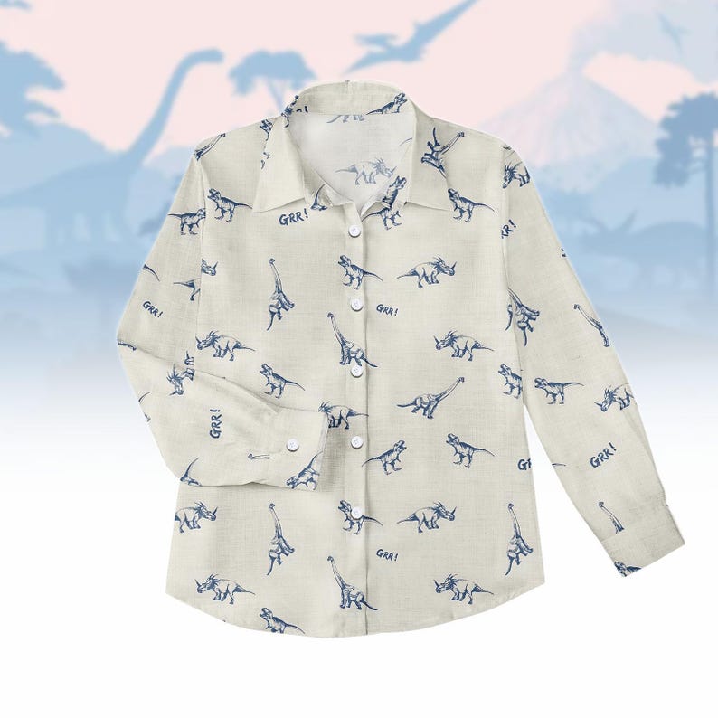 Vintage Dinosaurs Blouse Shirt, Dinosaur Lover Shirt, Funny Dinosaur Shirt, Retro Long Sleeve Shirt, Family Vacation Shirt, Gift For Her