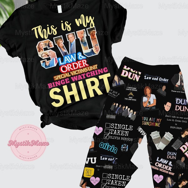 Svu Pajamas Set, Law And Order Pajamas Pants, Svu Holiday Pajamas, Svu Midnight Shirt, Law And Order Matching Pajamas Set