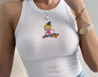 Débardeur brodé Lizzie McGuire pour Halloween, T-shirt Disney, T-shirt Lizzie McGuire, T-shirt Disney, T-shirt Disneyland, Idée cadeau pour elle