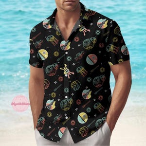 Star Wars Button Shirt, Sci-Fi Hawaiian Shirt, Neon Star Wars Shirt, Magic Kingdom Shirt, Disney Trip Shirt, Gift For Women And Men