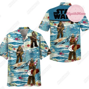 Star Wars Hawaiian Shirt, Chewbacca Button Shirt, Star Wars Summer Shirt, Chewbacca Vacation Shirt, Shirt For Men, Star Wars Fan Gift