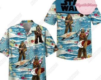 Star Wars Hawaiian Shirt, Chewbacca Button Shirt, Star Wars Summer Shirt, Chewbacca Vacation Shirt, Shirt For Men, Star Wars Fan Gift