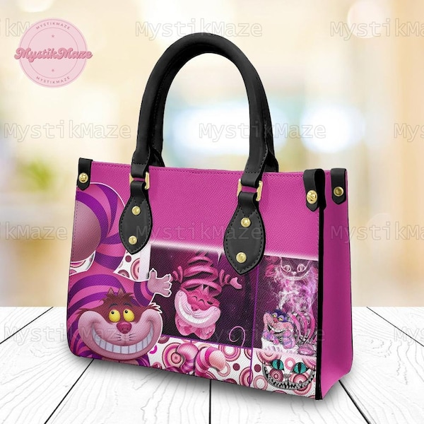 Sac en cuir chat du Cheshire, sac à main chat du Cheshire, sac à main chat du Cheshire, sac à main femme Cheshire, sac à bandoulière Cheshire, chat du Cheshire