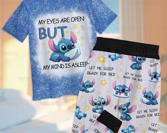 Stitch Pajamas Set, Stitch Disney Pj Set, Lilo And Stitch Shirt, Funny Stitch Tshirt, Stitch Pajamas Pant, Stitch Womens Pajamas