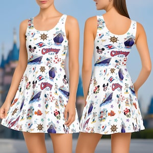 Disney Cruise Skater Dress, Castaway Mickey Mouse Cruise Dress, Mickey And Friends Shirt, Halloween Women Dresses, Cartoon Gift For Her