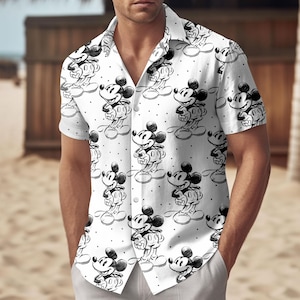 Mickey Mouse Button Shirt, Men Shorts, Disney Hawaiian Shirt, Disneyworld Summer Shirt, Beach Shirt, Tropical Shirt,Disneyland Vacation
