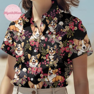 Corgi Button Shirt, Corgi Hawaiian Shirt, Corgi Shirt, Corgi Lover Shirt, Corgi Summer Shirt, Corgi Vacation Shirt, Corgi Lover Gift