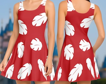 Vestido de disfraz de Lilo de Disney, vestido skater de Lilo, vestido de Lilo y Stitch para mujer, vacaciones en Disneyland, vestido de dibujos animados, regalo para ella.
