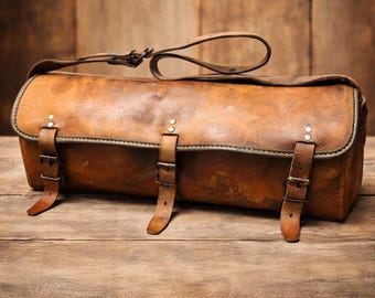 Borsa a mano francese vintage anni '20 in pelle con patina naturale / Condizioni originali / Borsa retrò con manico superiore / Pezzo unico