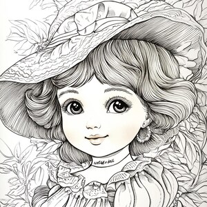 Vintage Dolls to Color – 20 Digital Drawings in PNG – Retro Illustrations of Classic Dolls