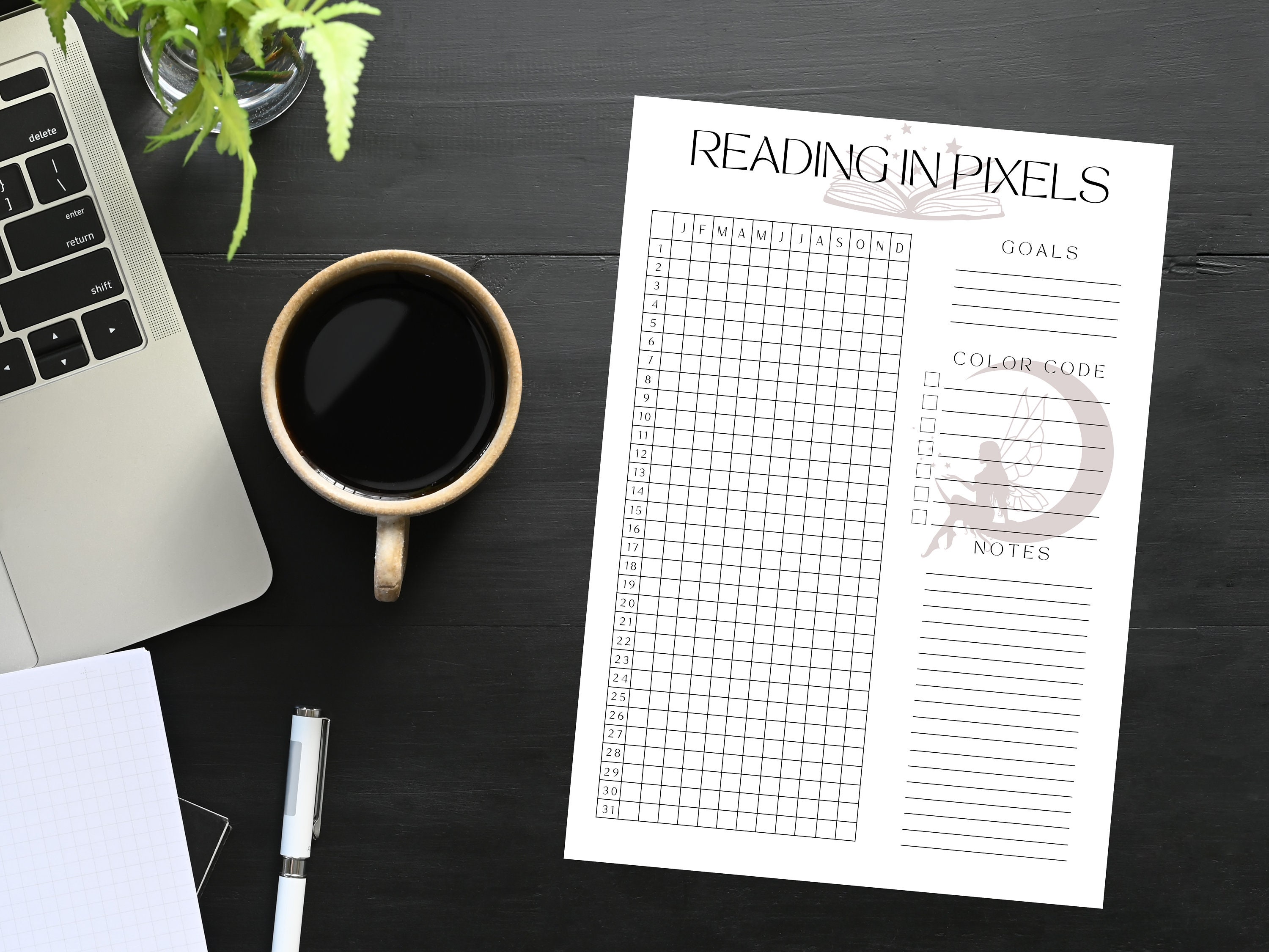 Pixel Reading Reading in Pixels A4 / A5 Printable Fairy Daily Reading Tracker - Etsy