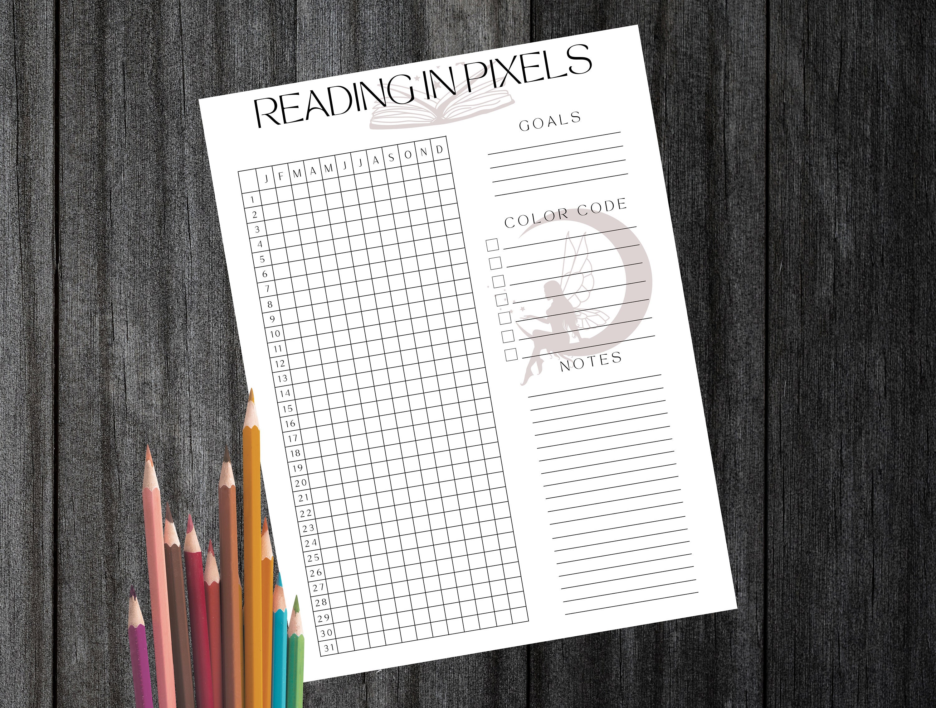 Pixel Reading Reading in Pixels A4 / A5 Printable Fairy Daily Reading Tracker - Etsy