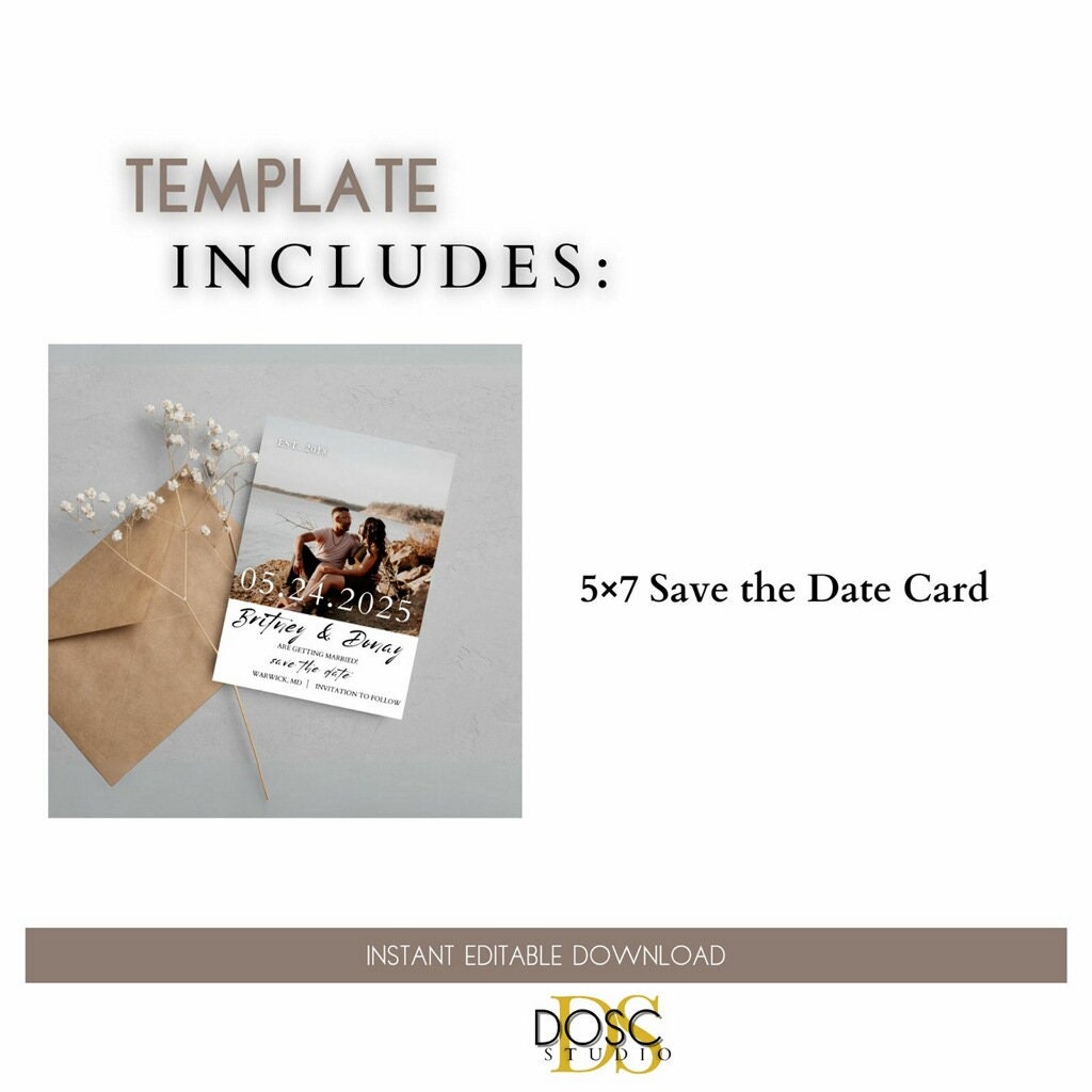 Save the Date Template With Photo Digital Download editable Download Etsy Save the Date Template With Photo Digital Download editable Download Etsy