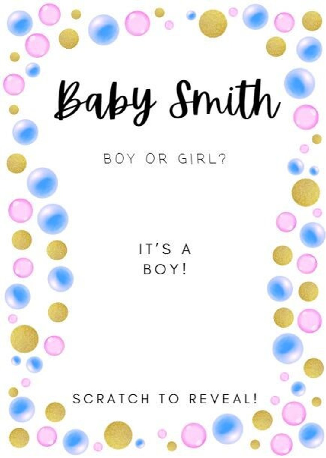 Gender Reveal Scratch Card, Gender Reveal Scratch off Card, Baby Shower