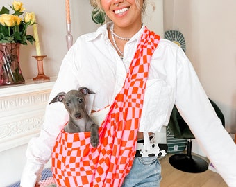 Checkered Puppy Sling Bag