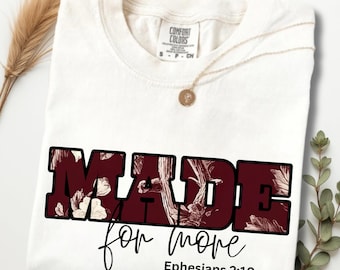 Gemacht für mehr Komfort Farben christliches T-Shirt | Epheser 2:10 Bibel Vers T-Shirt | Frauen Jesus Shirt | Glaube Geschenk für sie