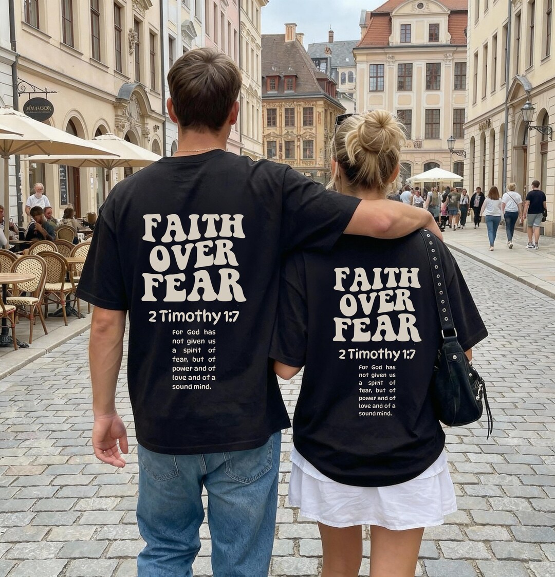 Retro Faith Over Fear T-shirt Garment Dyed | 2 Timothy 1:7 Christian ...