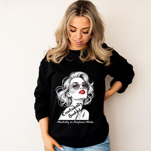 Airplane Mode Graphic Sweatshirt | Cozy Women’s Crewneck Pullover | Minimalist Funny Quote Sweater | Trendy Casual Loungewear Gift image 4