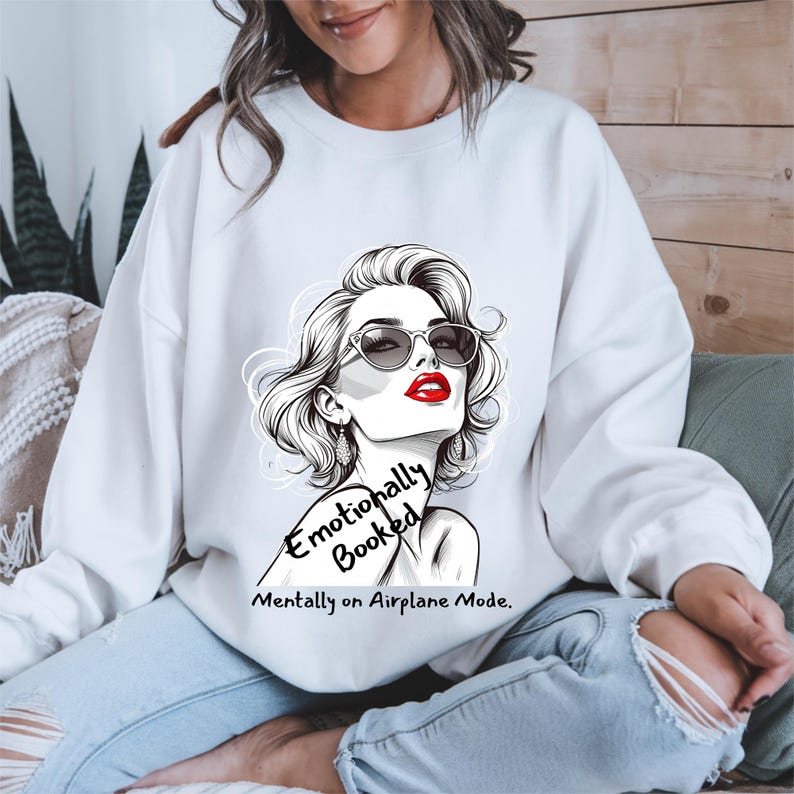 Airplane Mode Graphic Sweatshirt | Cozy Women’s Crewneck Pullover | Minimalist Funny Quote Sweater | Trendy Casual Loungewear Gift image 3