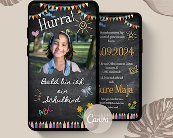 Digitale Einladungskarte Einschulung | Einladung Einschulung | Digitale Einladung Einschulung gestalten | eCard Schulanfang