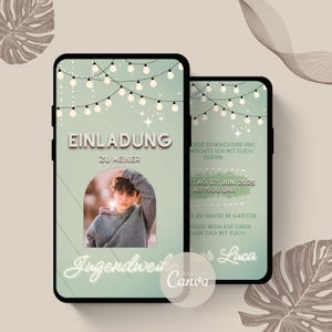 Digitale Einladung Jugendweihe | Einladungskarte Jugendweihe | personalisierbare Einladung Jugendweihe gestalten | eCard Jugendweihe WhatsAp