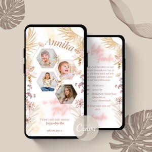 Digitale Einladung Jugendweihe | Einladungskarte Jugendweihe | personalisierbare Einladung Jugendweihe gestalten | eCard Jugendweihe WhatsAp