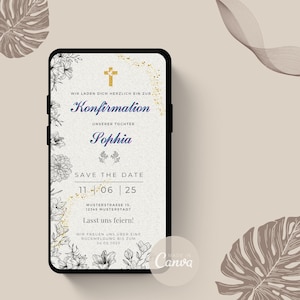 Digitale Einladungskarte Konfirmation | Einladung Konfirmation | personalisierbare Einladung Konfirmation gestalten | eCard Konfirmation