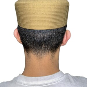 Tan Mens Premium Islamic Prayer Cap, Turban, Kufi Muslim. image 2