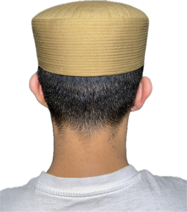 Tan Mens Premium Islamic Prayer Cap, Turban, Kufi Muslim. image 2