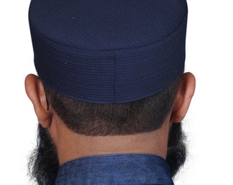 Navy Mens Premium Islamic Prayer Cap, Turban, Kufi Muslim.
