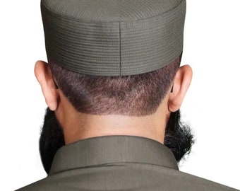 ARMY GREEN Mens Premium Islamic Prayer Cap, Turban, Kufi Muslim.