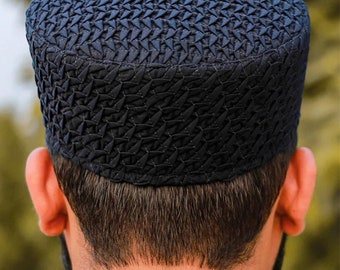 DARK BLUE Mens Premium Islamic Prayer Cap, Turban, Kufi Muslim.