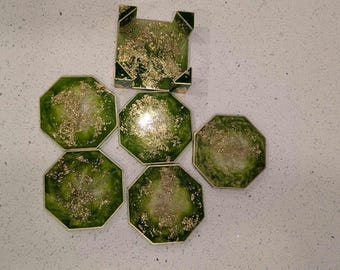 Jade Inspired Resin Coaster Set - Elegant Home Decor