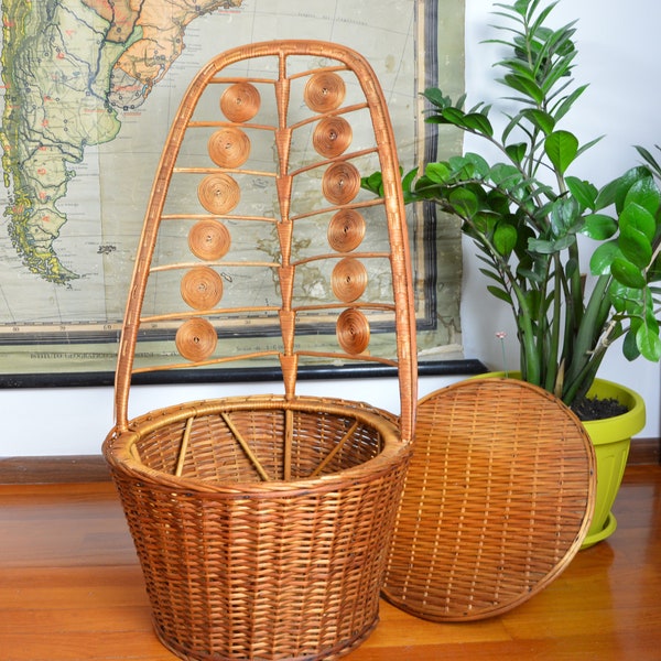 One of a kind rattan chair with storage compartment - 1960