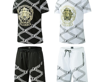 Ensemble t-shirt et short en coton pour homme, IMPRIMÉ LION