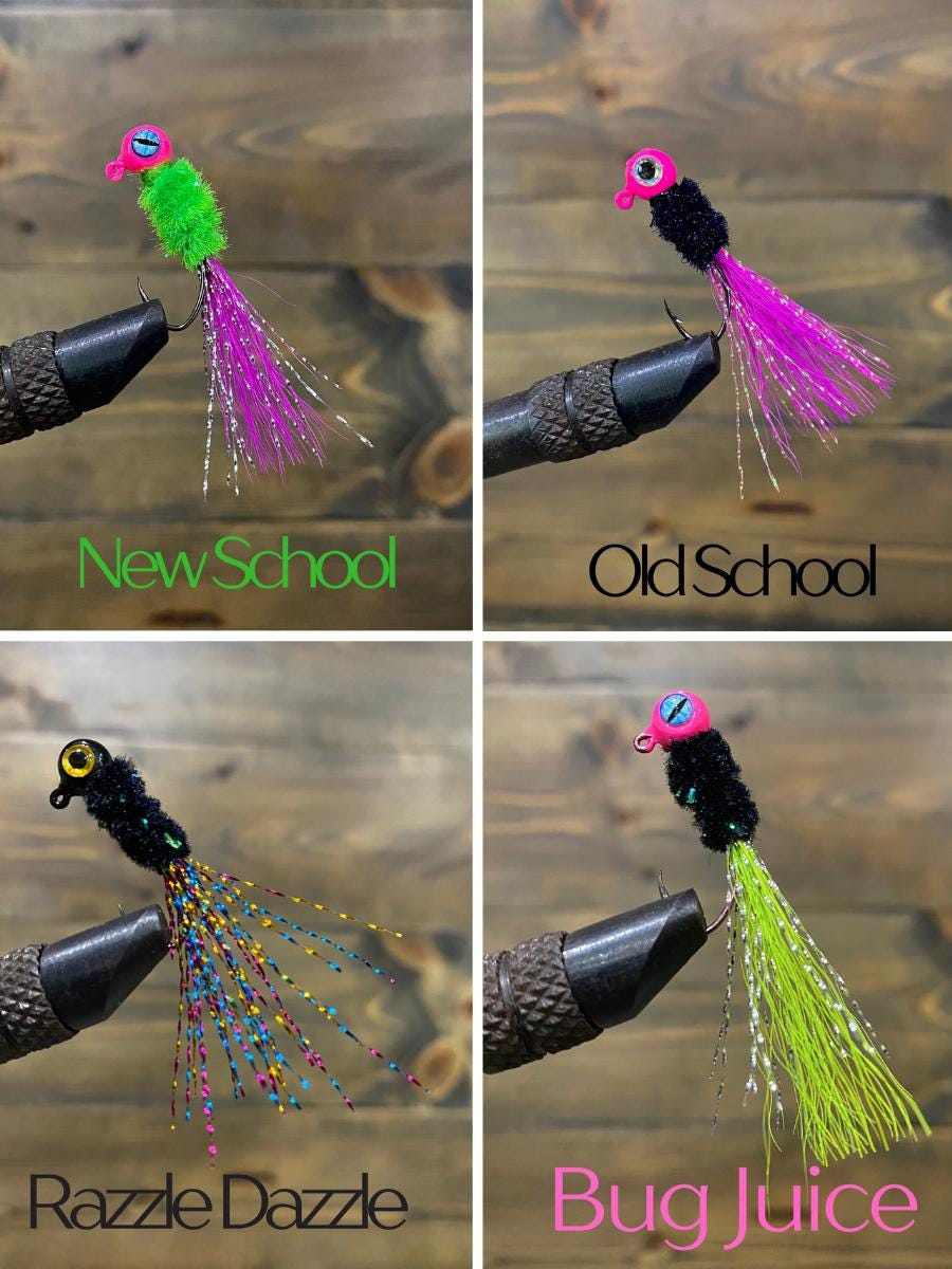 Hand-Tied Crappie Jigs – 1/16 Ounce Hair Jigs, 3-Pack, Freshwater