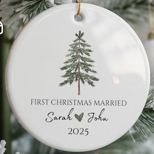 First Christmas Married Ornament 2026, Personalized Newlywed Gift, Custom Mr and Mrs Wedding Keepsake, Bridal Shower Anniversary Gift