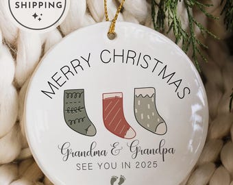 Promoted to Grandparents Ornament – Pregnancy Announcement Keepsake, Baby Reveal Gift 2025