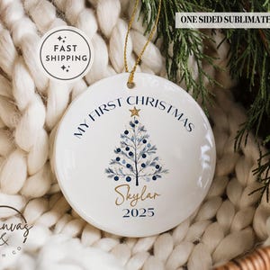 First Christmas Ornament, Personalized New Baby Gift, Custom Keepsake, Holiday Ornament for Baby&#39;s 1st Xmas