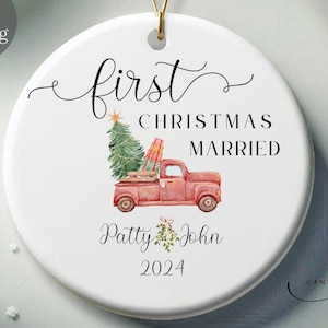 First Christmas Married Ornament 2024, Mr and Mrs Christmas Ornament, Just Married Ornament, Newlywed Ornament,Wedding Ornament, Custom Gift