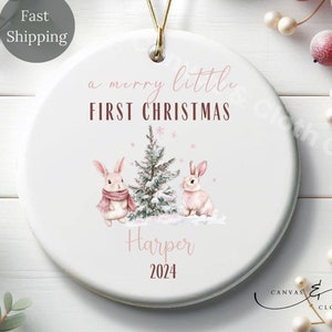 Baby First Christmas Ornament 2024, Personalized First Christmas Ornament Baby Girl Name Baby Shower Gift, Baby Family Keepsake Pink