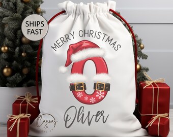 Merry Christmas Santa Sack, Kids Present Gift Bag, Personalized Gift Bag, Santa Stocking Drawstring Bag, Christmas Sack, Santa Sack For Kids
