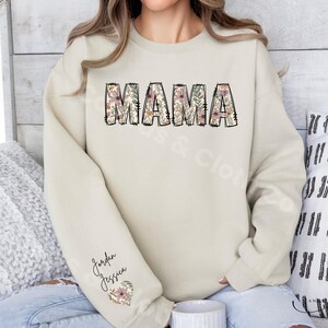 Personalized Mama Sweatshirt - Floral Applique Design - Custom Cozy Gift for Mom - Custom Name Mom Crewneck - Personalized Mother’s Day Gift