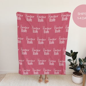 Personalized Pink Minky Plush Baby Blanket: Violet Girl Blanket