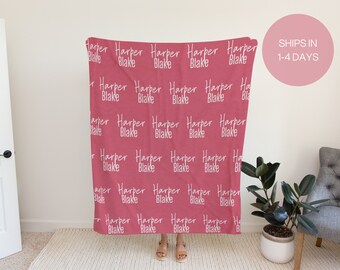 Personalized Pink Minky Plush Baby Blanket: Violet Girl Blanket